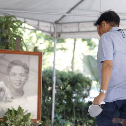 Ferdinand “Bongbong” Marcos Jnr, the namesake son of the dictator, visits the tomb of his father at the National Heroes Cemetery in Metro Manila, Philippines, on May 10, as partial results show he is on course for victory in the presidential election. Photo: Office of Ferdinand Marcos Jnr via AP