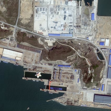 A satellite image taken by Planet Labs shows a dry dock in Huludao Port in Liaoning province, China, on May 4. Photo: Planet Labs PBC/Reuters