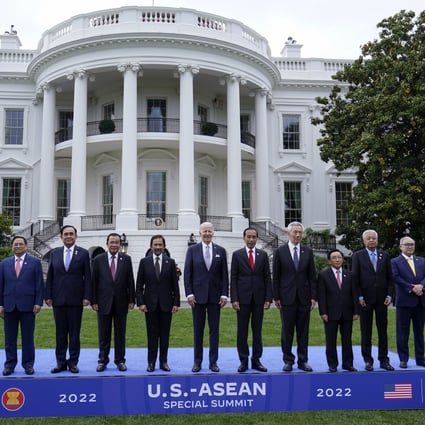 Leaders from the Association of Southeast Asian Nations with President Joe Biden outside the White House. Photo: AP 