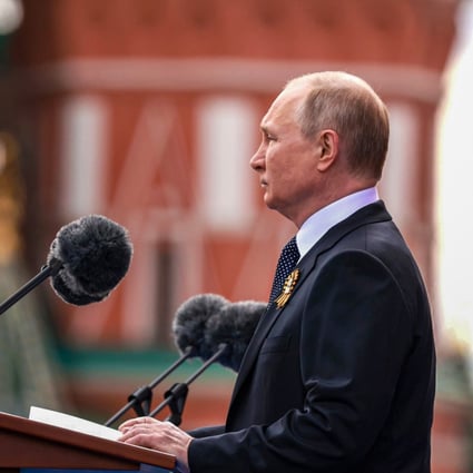 Vladimir Putin gives a speech in Moscow during Russia’s Victory Day parade on May 9. Photo: Kremlin/DPA 