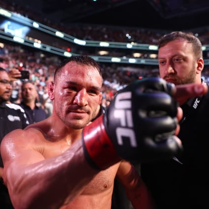 Michael Chandler celebrates his knockout victory against Tony Ferguson at UFC 274. Photo: USA TODAY Sports