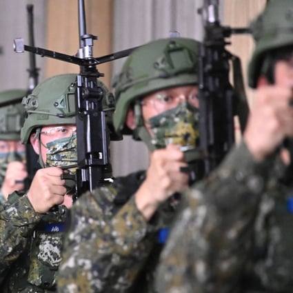 Taiwanese reservists take part in a training exercise earlier this year. Photo: AFP
