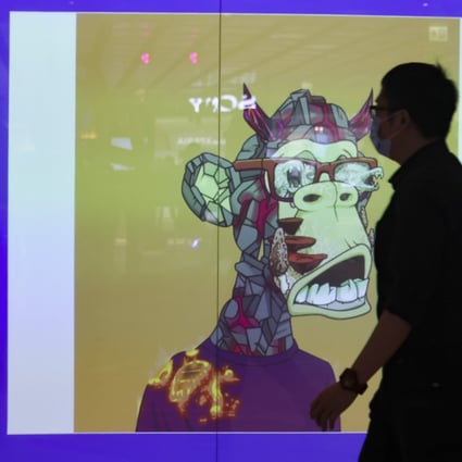 The ‘Mutant Ape Yacht Club’ NFT collection is exhibited at “METAVISION” in Hong Kong.
Photo: SCMP/ Nora Tam