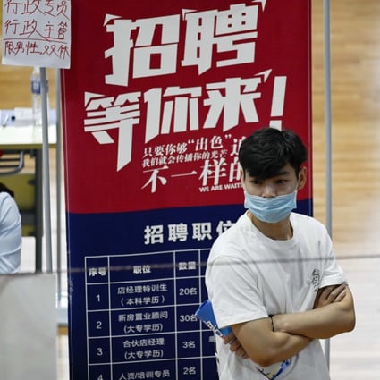 A young job seeker at a career fair in Zhengzhou, China. Photo: AFP