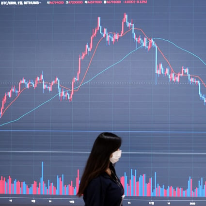 An electronic board at a cryptocurrency exchange shows the market diving during a trading session in Seoul on May 13. The collapse of Luna and UST, from Seoul-based Terraform Labs, has wreaked havoc on the cryptocurrency market. Photo: EPA-EFE