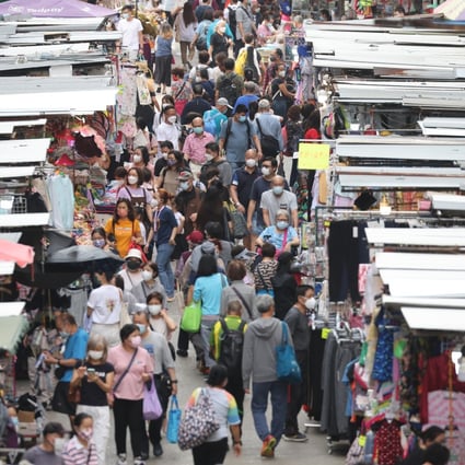 Residents at a street market in Mong Kok after Hong Kong eased social-distancing measures last month. Photo: Edmond So