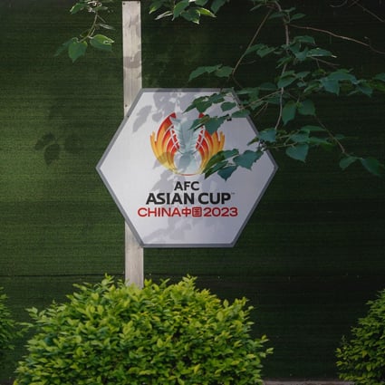 The Asian Cup logo on display outside the Worker’s Stadium in Beijing. Photo: EPA-EFE