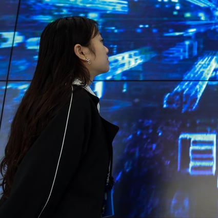 A woman looks at a screen in China Telecom Cloud Computing’s information park in the Guian new area in southwest China’s Guizhou province in April 2020. Photo: Xinhua