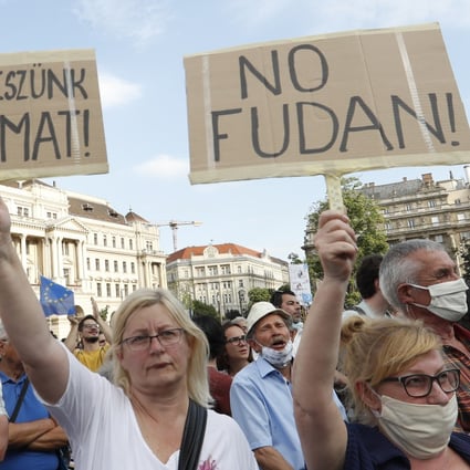The Hungarian government’s plan to build a campus for Fudan University in Budapest sparked street protests. Photo: AP