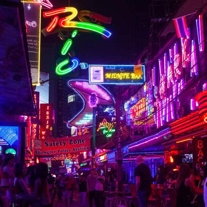 The ‘Red Light District’ of Bangkok.Thailand will allow night clubs and karaoke bars to resume regular hours starting in June as the country drops most of its remaining pandemic restrictions as daily infections decline. Photo: Getty Images