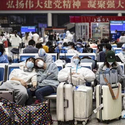 Passengers wait to board their trains at the terminal of the Shanghai Hongqiao Railway Station on May 18. Photo: Handout 