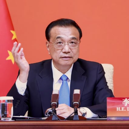 Premier Li Keqiang addresses the China Council for the Promotion of International Trade (CCPIT) symposium in Beijing. Photo: Xinhua
