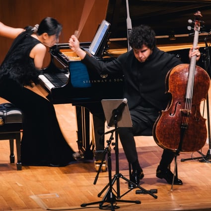 Turkish cellist Jamal Aliyev with Taiwanese pianist Evelyn Chang at the May 15 concert in Hong Kong. Photo: Kenny Cheung/Premier Performances of Hong Kong