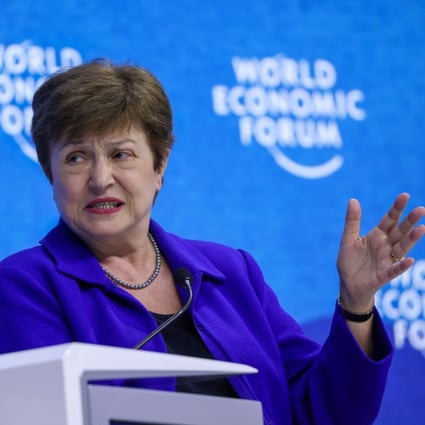 Kristalina Georgieva, managing director of the International Monetary Fund (IMF), speaks during a panel session on the opening day of the World Economic Forum (WEF) in Davos, Switzerland, on May 23. Photo: Bloomberg