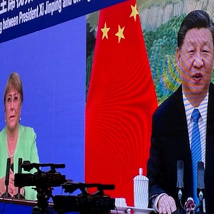 Xi and Bachelet spoke via video link on Wednesday. Photo: AFP