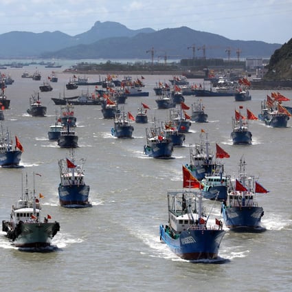 Fishing boats in Zhoushan, east China’s Zhejiang province sail to the East China Sea in Zhoushan, east China’s Zhejiang province, on August 1, 2020, after a fishing ban ended. Photo: VCG