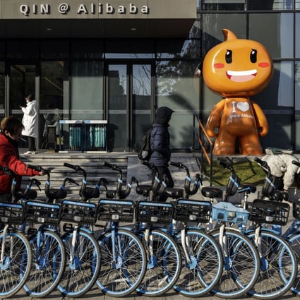 The mascot for Alibaba Group Holding’s Taobao e-commerce platform near the company’s headquarters in Hangzhou. Photo: Bloomberg