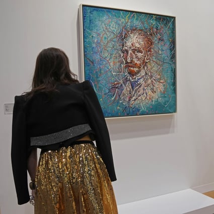 A painting titled “Van Gogh,” created by Chinese artist Zeng Fanzhi, is displayed at the Art Basel in Hong Kong on Wednesday. Photo: AP