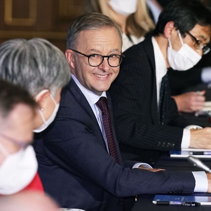 Australian Prime Minister Anthony Albanese holds talks with Japanese Prime Minister Fumio Kishida at the State Guest House in Tokyo on May 24. Photo: Kyodo
