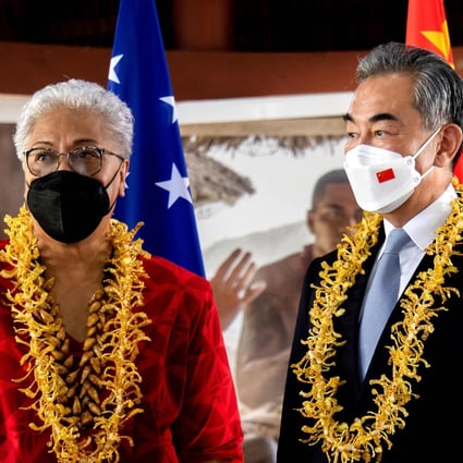 Samoa PM Fiame Naomi Mataafa and Chinese Foreign Minister Wang Yi attend an agreements signing ceremony in Apia. Photo: Samoa Observer / AFP