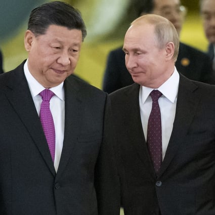 President Xi Jinping (left) and Russian President Vladimir Putin enter a hall for talks in the Kremlin in Moscow on June 5, 2019. The Sino-Russian relationship has come under increased scrutiny as China faces accusations of supporting Moscow despite declaring a ‘neutral’ stance. Photo: AP