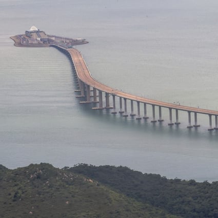 The Hong Kong-Zhuhai-Macau bridge as seen from Tung Chung in Hong Kong, on May 24. The building of the bridge has had an impact on the population of Chinese white dolphins in these waters. Photo: Jelly Tse