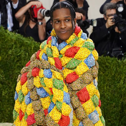 Rapper A$AP Rocky at the 2021 Met Gala in New York wearing a blanket from fashion label Erl, winner of a 2022 LVMH Prize award that will propel it to new heights, founder Eli Russell Linnetz says. Photo: Getty Images