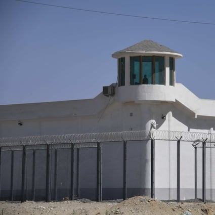 A watchtower near what is believed to be a re-education camp in Xinjiang. Germany and China have been interdependent trading partners since China opened up its economy in the 1970s, but human rights issues are prompting a rethink in Berlin of their economic ties.  Photo: AFP