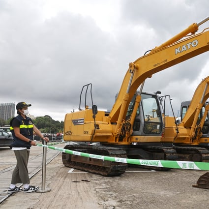 Contraband worth HK$7.5 million hidden in excavators was seized on Thursday. Photo: Edmond So