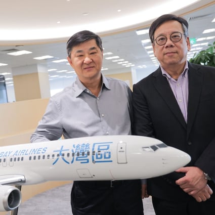 Tycoon Bill Wong (left), chairman of Greater Bay Airlines and chief executive Algernon Yau. Photo: Jelly Tse