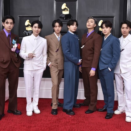 BTS at the 64th Annual Grammy Awards at the MGM Grand Garden Arena in Las Vegas, USA, on April 3, 2022. The surprise announcement that they were taking a break to focus on members’ solo projects stunned their global fanbase. Photo: Jordan Strauss/Invision/AP