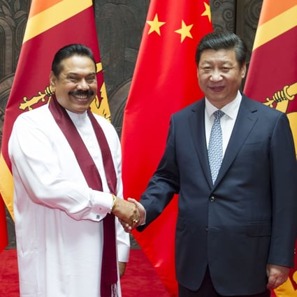 Chinese President Xi Jinping pictured with his Sri Lankan counterpart Mahinda Rajapaksa in Shanghai in 2014. Photo: Xinhua