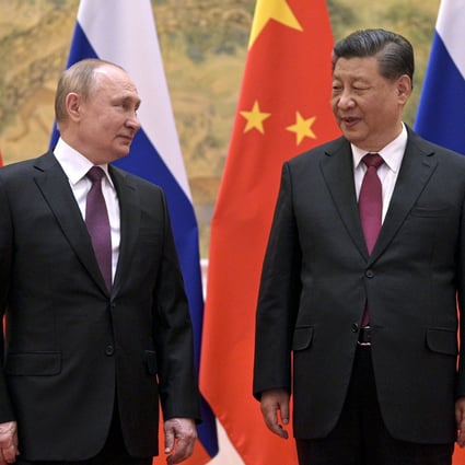 Chinese President Xi Jinping, right, and Russian President Vladimir Putin met in Beijing, China, on February 4, 2022 when Putin arrived for the opening of the Winter Olympic Games and talks with his Chinese counterpart. Photo: Kremlin Pool Photo via AP