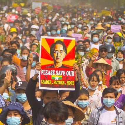 Protesters take part in a rally in support of Myanmar’s ousted leader Aung San Suu Kyi in Monywa, Sagaing region. File photo: Facebook/AFP