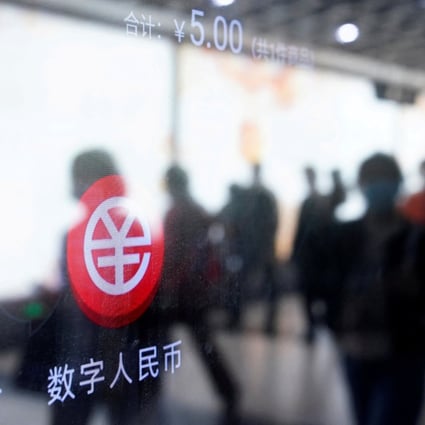 A symbol of the digital yuan, also referred to as e-CNY, is pictured on a vending machine at a subway station in Shanghai on April 21, 2021. Photo: Reuters
