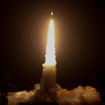A rocket, carrying technology likened to a ‘mini Hubble’ telescope, lifts off from Arnhem Space Centre in Australia late on Sunday. Photo Nasa via AFP