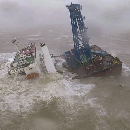 The engineering vessel had snapped in two under foul weather on Saturday. Photo: Handout