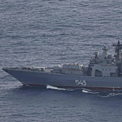 The Udaloy-class destroyer Marshal Shaposhnikov was one of three vessels spotted some 70km south of Yonaguni on July 1, according to Japan’s defence ministry. They travelled northeast through waters between Yonaguni and Iriomote Island. Photo: Handout