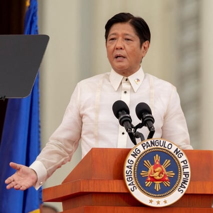 Ferdinand Marcos Jnr, son of the late dictator Ferdinand Marcos, delivers a speech after taking the oath as the 17th president of the Philippines, on June 30. Photo: Reuters