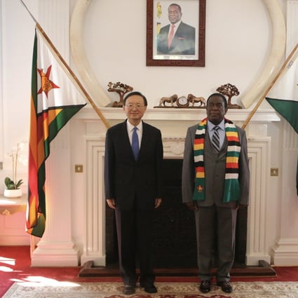 Politburo member Yang Jiechi meets Zimbabwean President Emmerson Mnangagwa in Harare on July 3. Photo: Xinhua