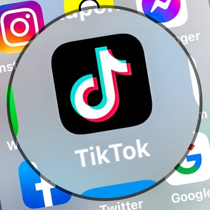 The TikTok logo displayed on a tablet in France on March 23, 2022. Photo: AFP