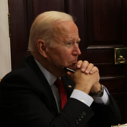 US President Joe Biden participates in a virtual meeting with Chinese President Xi Jinping at the White House in November 2021. Photo: Getty Images/TNS