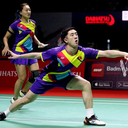 Tang Chun-man (front) and Tse Ying-suet in action against Thom Gicquel and Delphine Delrue of France during their mixed doubles quarter-final match in last month’s Indonesia Masters. Photo:  EPA-EFE 