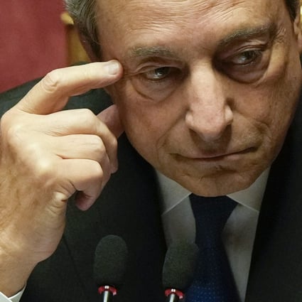Italian Premier Mario Draghi at the Senate in Rome on Wednesday, July 20. Photo: AP 