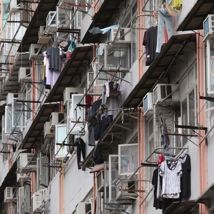 Air-conditioners installed at a public housing estate in Tsuen Wan on 17 April 2018. Photo: Sam Tsang