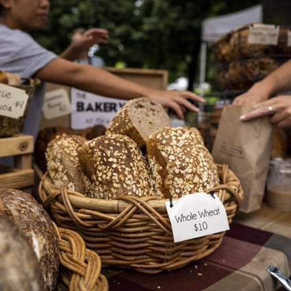 Bread is seen for sale at a farmers’ market in Chicago, on July 16. Amid the highest US inflation in four decades, bread prices have soared, pushing premium options to an unheard-of US$10 a loaf and beyond. Photo: Bloomberg