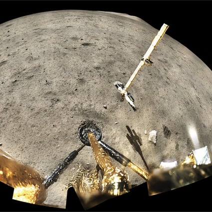 The moon landing site of China’s Chang’e 5 mission. Researchers are looking at ways to build on the moon by analysing and trying to replicate its soil. Photo: Chinese National Space Agency Lunar Exploration and Space Engineering Centre