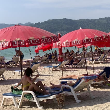 Patong beach in Phuket, Thailand where a Nigerian man was found to have contracted monkeypox on March 11, 2022. Thai authorities say that on July 1, 2022, they are lifting the need for arriving foreign visitors to register online to get pre-approval for entry. (AP Photo/Salinee Prab, File)