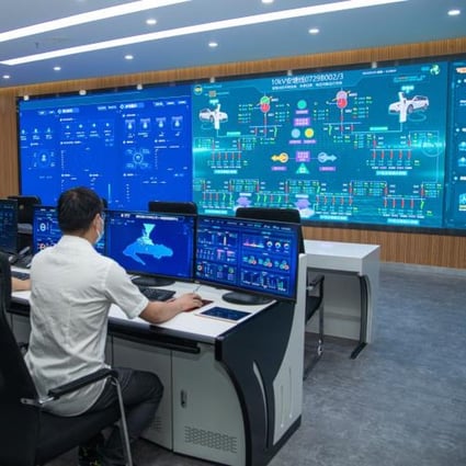 The control room  in Urumqi, Xinjiang, where the use of artificial intelligence is  tested in a local community power grid. Photo: State Grid Xinjiang Electric Power Company