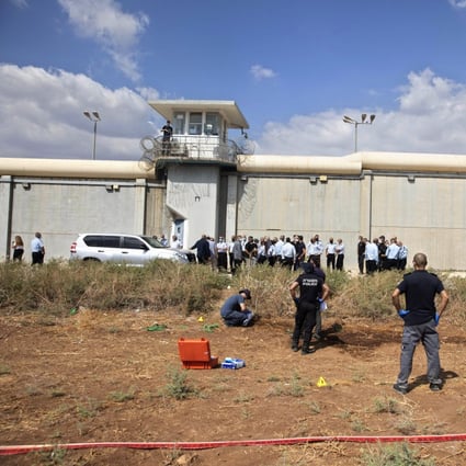 Police officers and prison guards outside Gilboa prison in Northern Israel. Photo: AP 